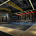 Red Gym Fitness Studio With Spacious Interior Wooden Flooring Yoga Mats And Mirror Walls
