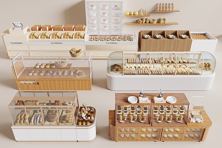 Modern Dessert Bakery Bread Display Rack Cake Display Cabinet Baking Shop Shelf Dessert Shop Shelf Bread Shelf 3d model