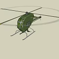 Green Helicopter with Rotors Fuselage Landing Gear and Exterior Design Details