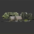 Detached House Exterior With Traditional Architecture Trees Lawn Driveway And Car