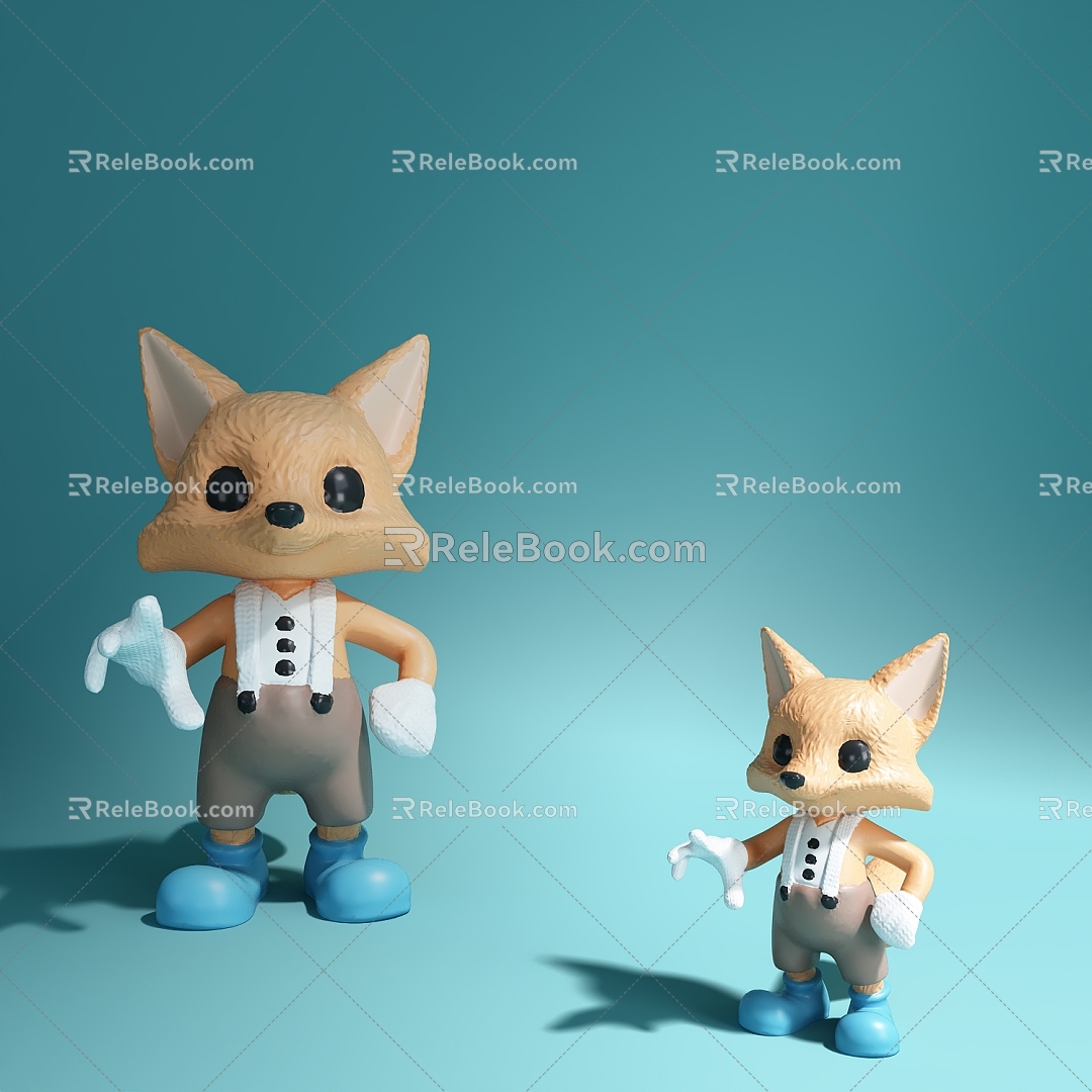 Modern cartoon doll fox 3d model