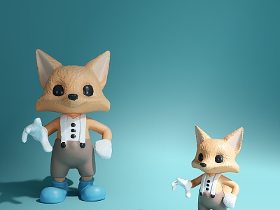 Modern cartoon doll fox 3d model