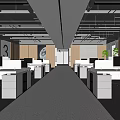 Modern Public Office Space With Open Layout Desks Computers Green Plants And Ceiling Lights