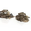 Vintage Wooden Architectural Models With Detailed Frames And Small Structures 3d model