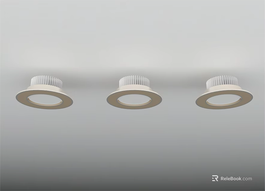 White Sleek Recessed Downlights Installed On Ceiling For Modern Interior Lighting 3d model 
