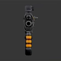 Futuristic Combat Rifle With Scope Magazine And Orange Accents On Metallic Surface