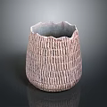 Pink Carved Ceramic Sculpture With Vertical Textured Stripes And Irregular Edge