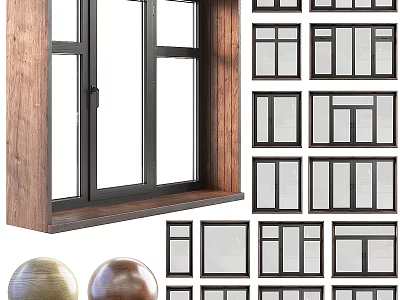 Modern Casement Windows With Wooden Frame And Multiple Design Styles For Residential Buildings 3d model