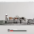 Modern sofa coffee table combination 3d model