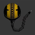 Yellow And Black Flight Helmet With Transparent Visor And Coiled Tube