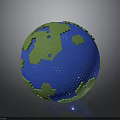 Blue Globe Featuring Green Continents And Hexagonal Surface Texture