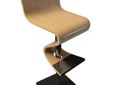 Tech Exhibition Hall Featuring Modern Wooden Spiral Design Chair With Metal Base 3d model