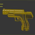 Modern Tactical Pistol Design with White Barrel Black Body and Wooden Grip