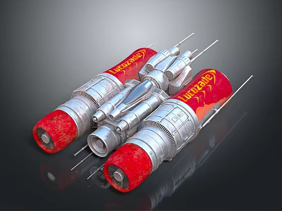 Two Buzzballz Red Silver Metallic Structure Beverage Containers 3d model