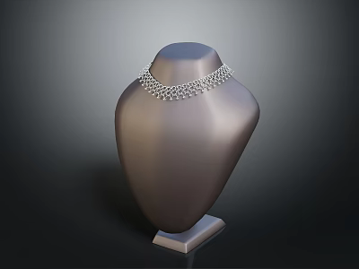 Luxury Diamond Jewelry Necklace on Silver Mannequin with Dark Background 3d model