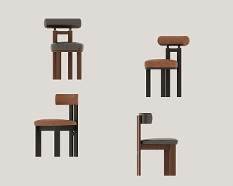 Middle Style Chair Dining Chair 3d model