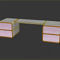Modern Home Office Desk With Orange Edge Drawers And Light Colored Top