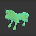 Pink Toy Pony With Green Bridle Saddle And Shiny Reflection On Black Background