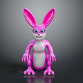 Pink Rabbit Cartoon Toy With Big Ears White Belly And Blue Eyes