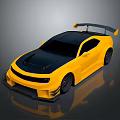 Yellow Sports Car With Black Roof And Rear Spoiler Modified Exterior Design And Aerodynamic Features