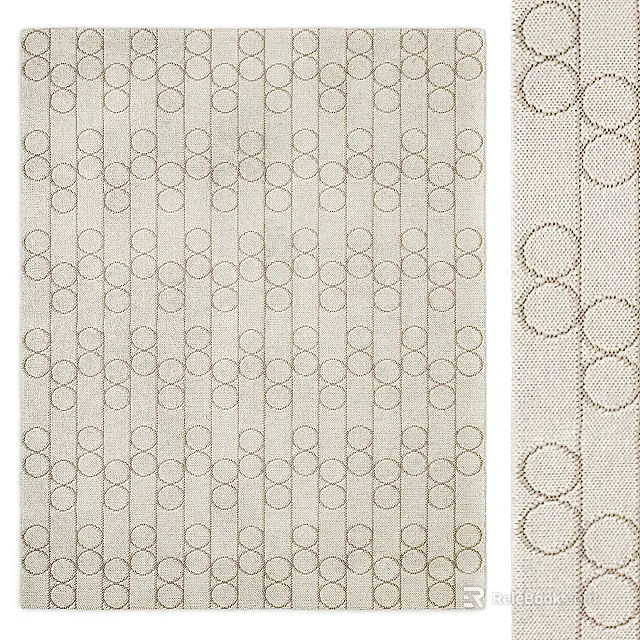 Square Rug With Geometric Circular Patterns In Neutral Beige And Brown Tones 3d model 
