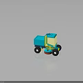 3D Modeled Blue And Yellow Street Sweeper Truck With Front Rotating Brush