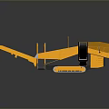 Yellow Utility Vehicle With Inclined Conveyor Belt And Loading Hopper For Material Handling