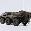 Military Armored Functional Vehicle With Camouflage Paint Six Wheeled Design And Roof Turret