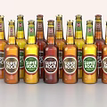 Super Bock Beer Bottles In Assorted Colors Arranged In Multiple Rows 3d model