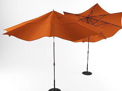 Orange Outdoor Sunshade Umbrellas With Black Frames And Stable Bases For Patio Use 3d model
