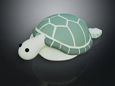Cute Green And White Turtle Toy With Textured Shell And Smooth Surface 3d model