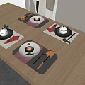 Elegant Dinnerware Set with Plates Bowls Wine Glasses Placemats and Gold Cutlery on Wooden Table
