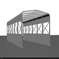 White Arched Roof Canopy With Metal Frame Cross Supports And Open Structure For Outdoor Use