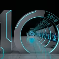 Glowing Event Passage Circular Tunnel With 10th Anniversary Sequential Year Digital Markers