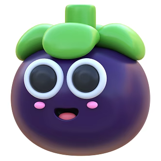 Modern Fruit Black Brin Cartoon Fruit 3d model