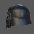 Futuristic Black Helmet With Detailed Facial Grille And Sleek Design Elements