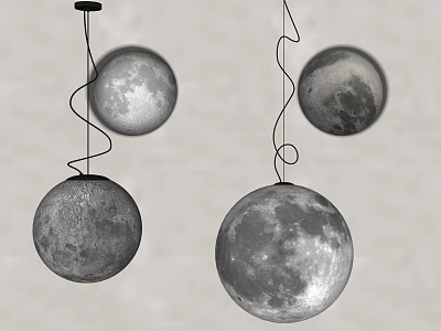 Modern Pendant Lights With Lunar Surface Texture And Black Spiral Cords 3d model