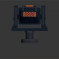 3D Model of Gray Mechanical Part With Circular Hole Red Details And Support Pillars
