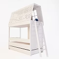 White House Shaped Kids Bunk Bed With Decorative Windows And Ladder