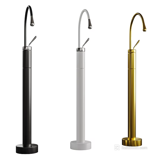 Modern Tall Standing Shower Head in Black White and Gold Minimalist Design 3d model 