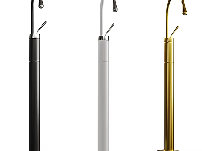 Modern Tall Standing Shower Head in Black White and Gold Minimalist Design 3d model