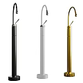 Modern Tall Standing Shower Head in Black White and Gold Minimalist Design