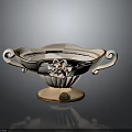 Elegant White Ceramic Bowl With Gold Accents Two Curved Handles And Floral Design Base
