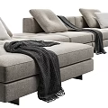 Modern Gray Sectional Sofa With Soft Fabric Cushions And Cozy Throw Pillows 3d model