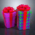 Colorful Gift Boxes With Red Bows And Star Geometric Patterns For Daily Use 3d model