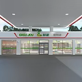 Modern Convenience Store Exterior with Glass Front and Daily Products