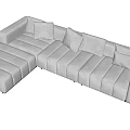 Modern Light Colored L Shaped Sectional Sofa With Plush Striped Cushions 3d model