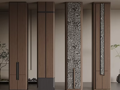 Modern Interior Columns With Wooden Panels And Intricate Decorative Patterns In Contemporary Design 3d model