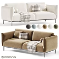Two Seater Sofa with Plaid Pillows Throw Blanket and Multiple Color Options