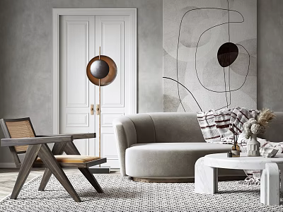 Modern Sofa Coffee Table Combination Double Sofa Coffee Table Combination 3d model